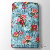 Ice Blue 3D Texture Floral Digital Printed Fabric Wholesale India